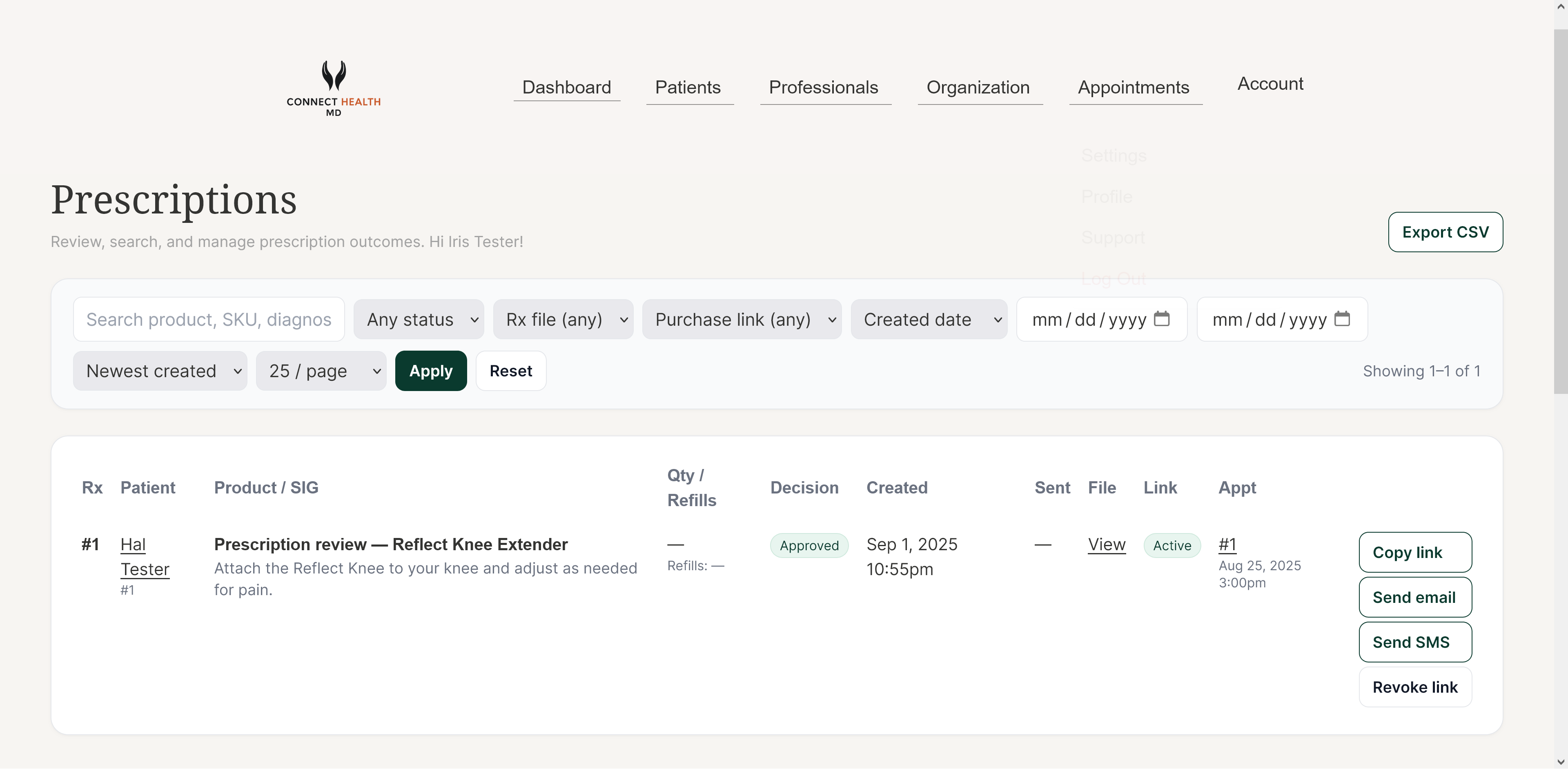 Provider approval & link issuance