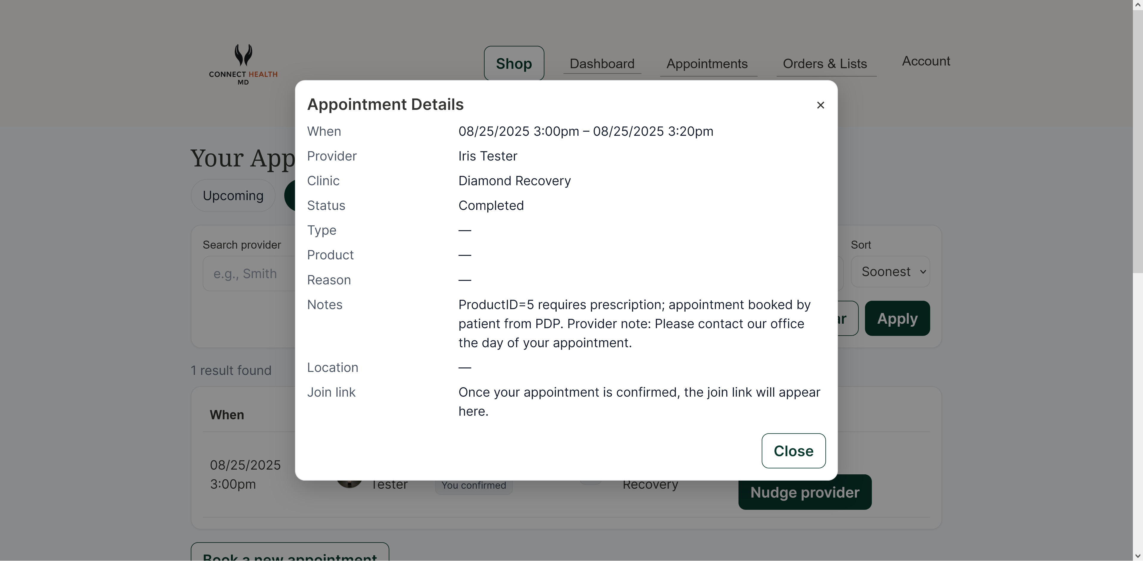 Intake & book MD visit (when required) — screenshot placeholder