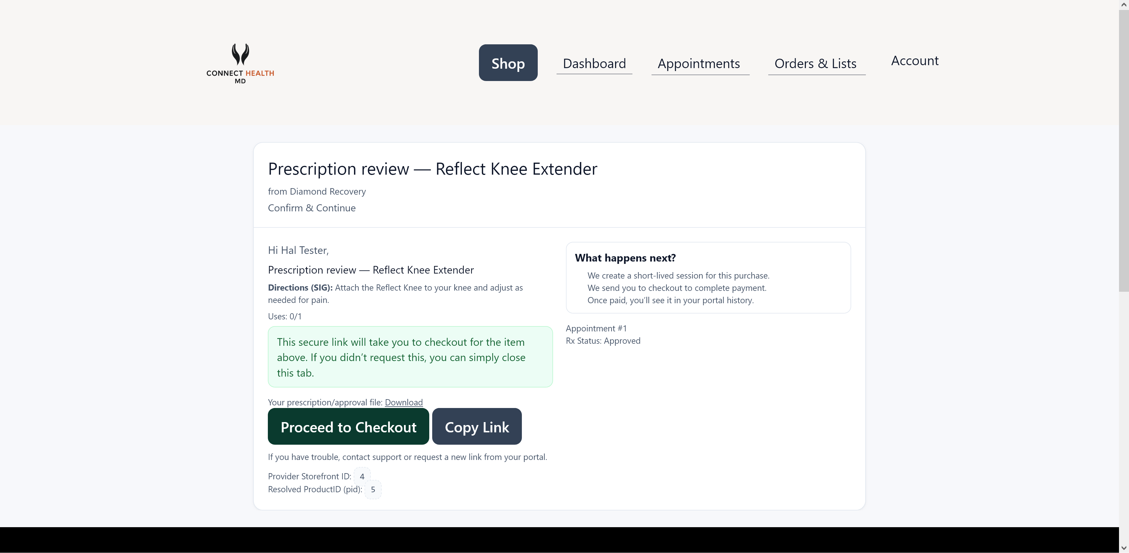 Receive secure purchase link — screenshot placeholder