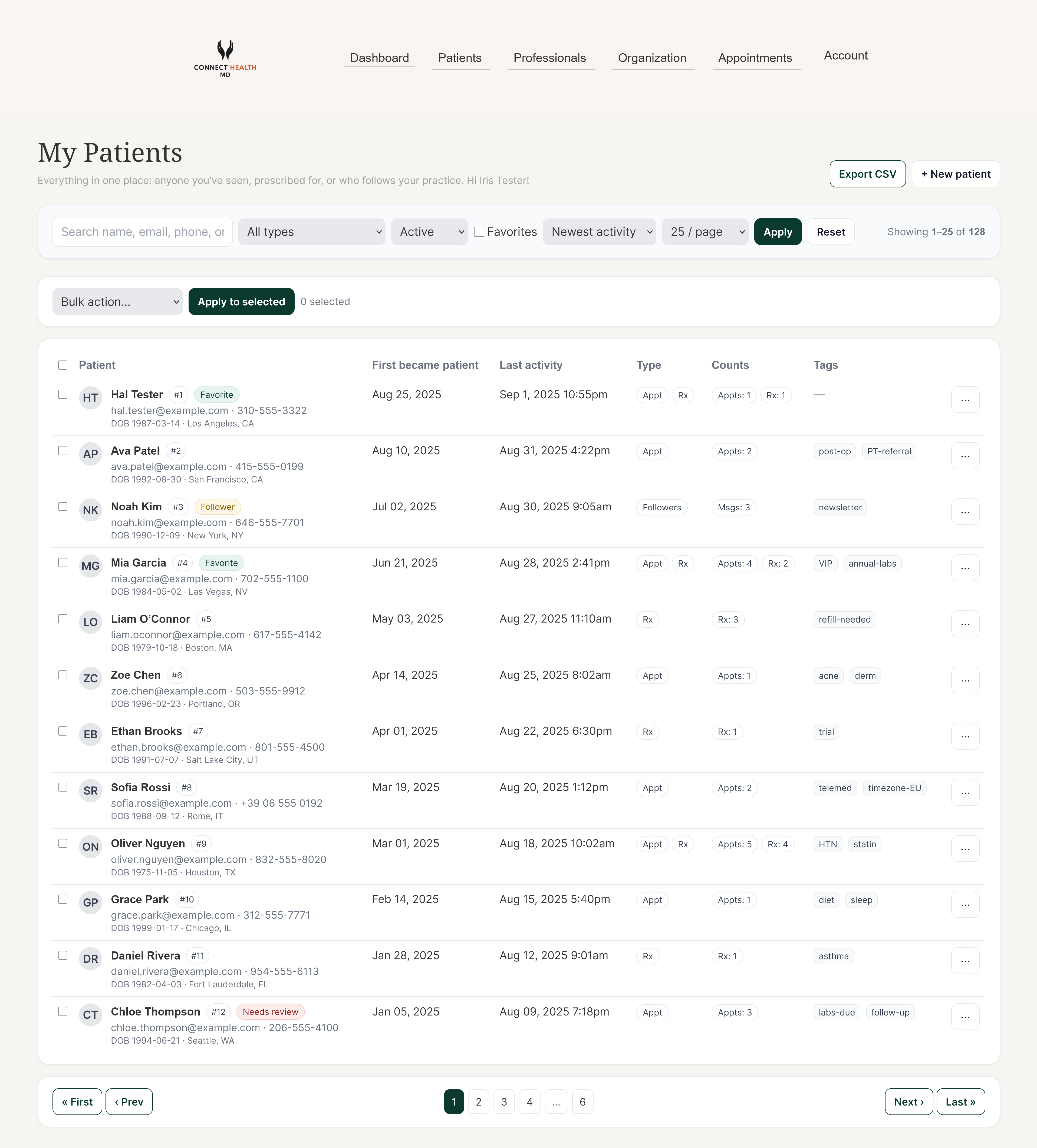 Review intakes & visits — screenshot placeholder