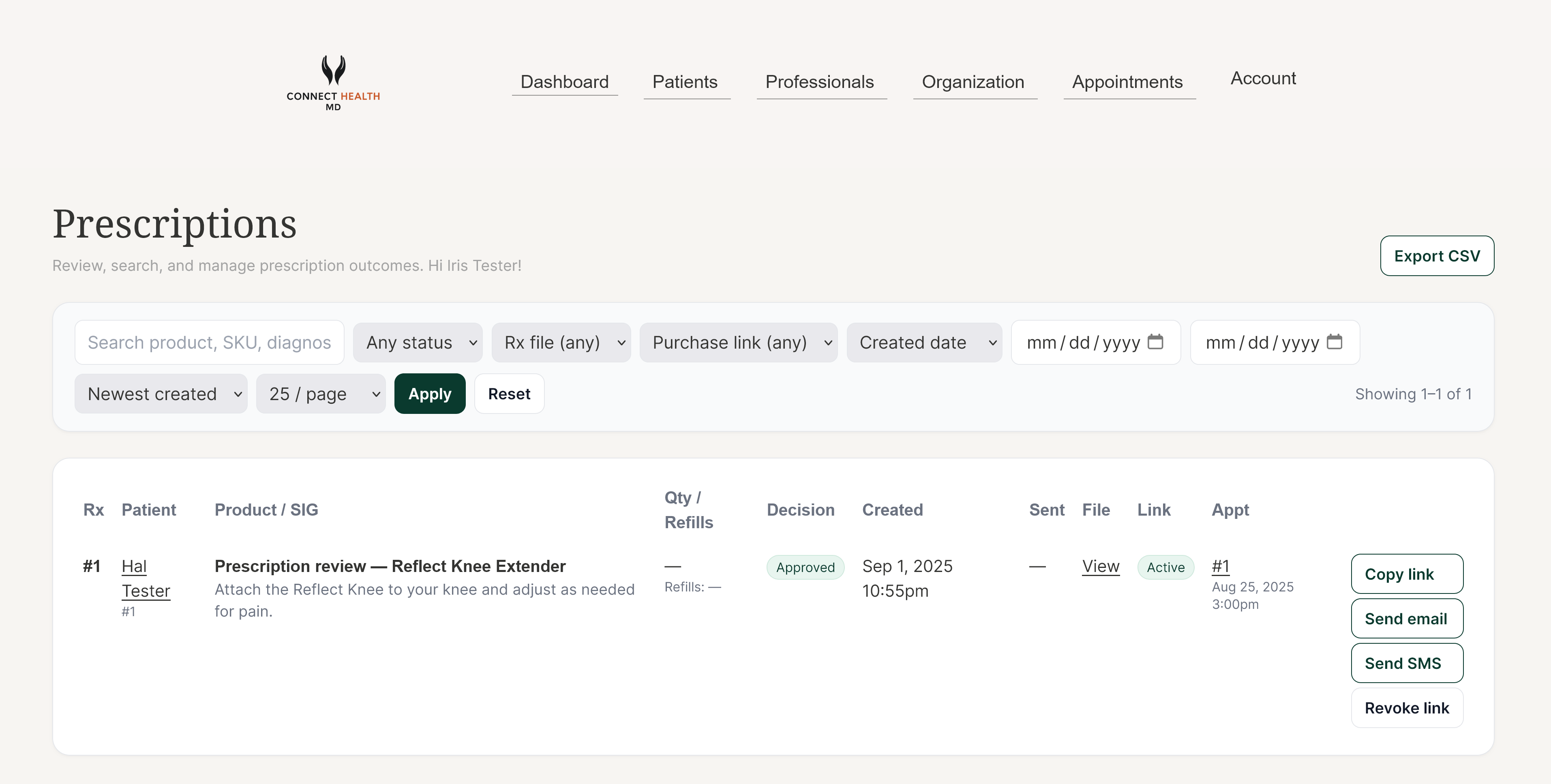 Approve prescriptions — screenshot placeholder