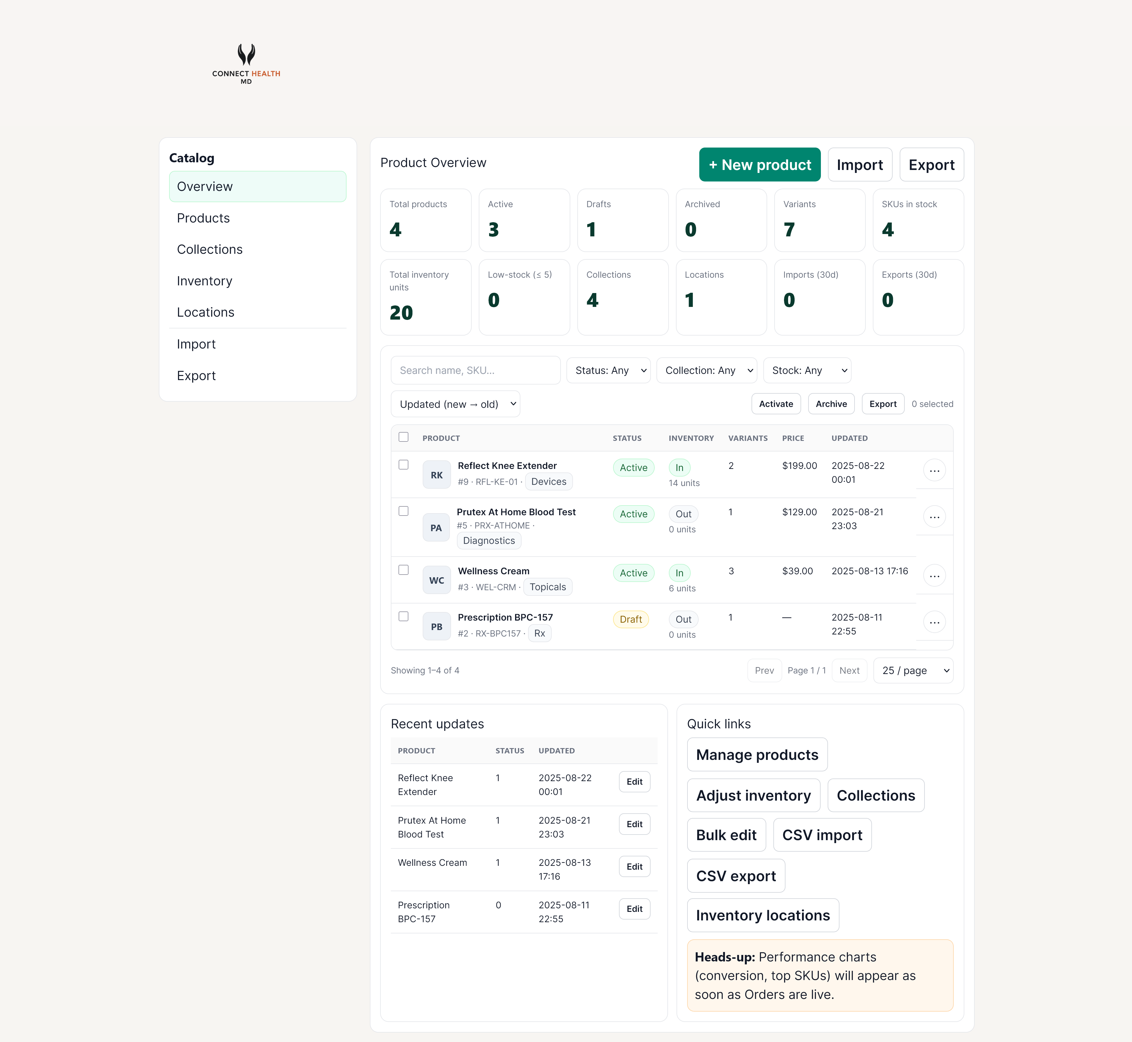 Manage products & inventory — screenshot placeholder