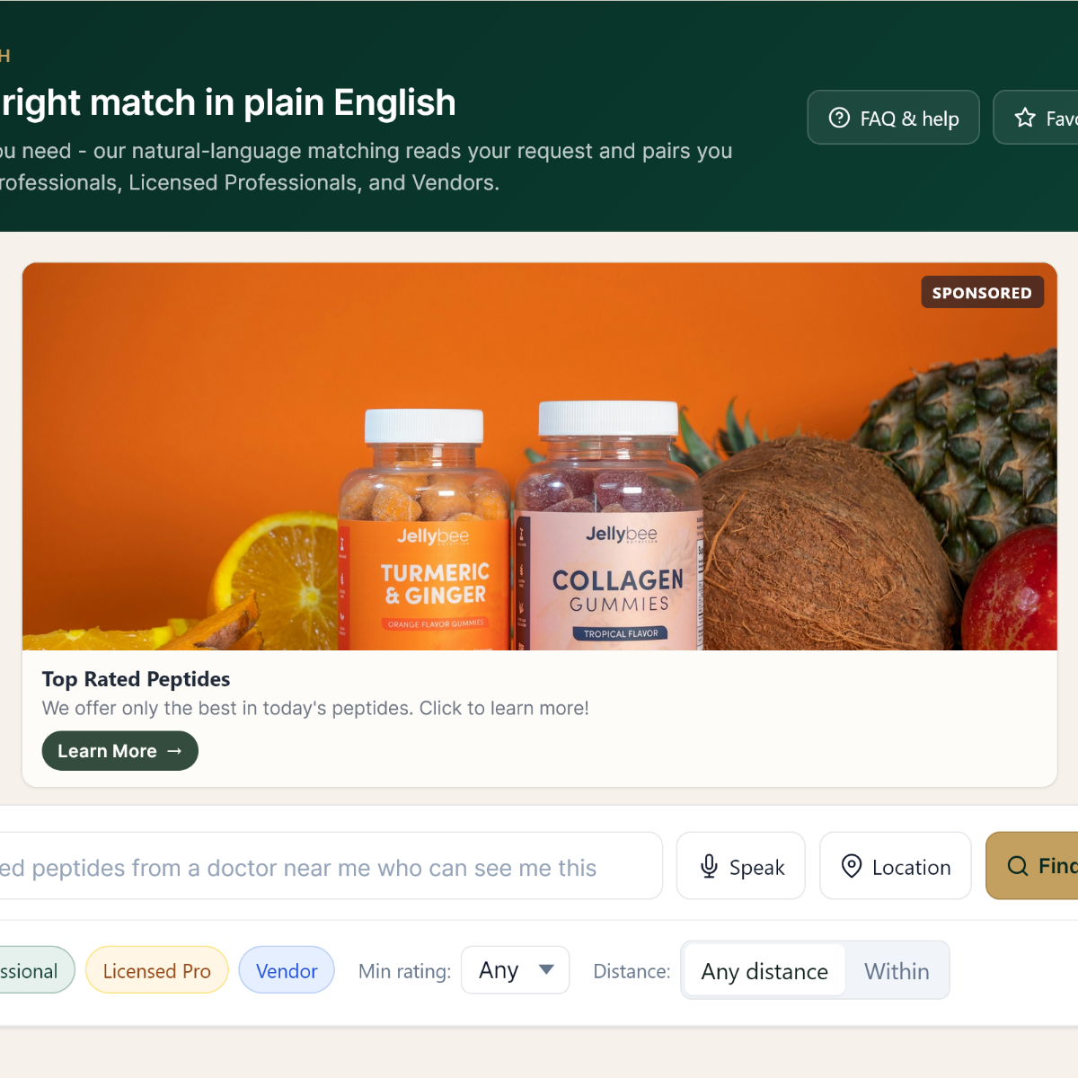 Preview of Smart Match Top Spot ad placement